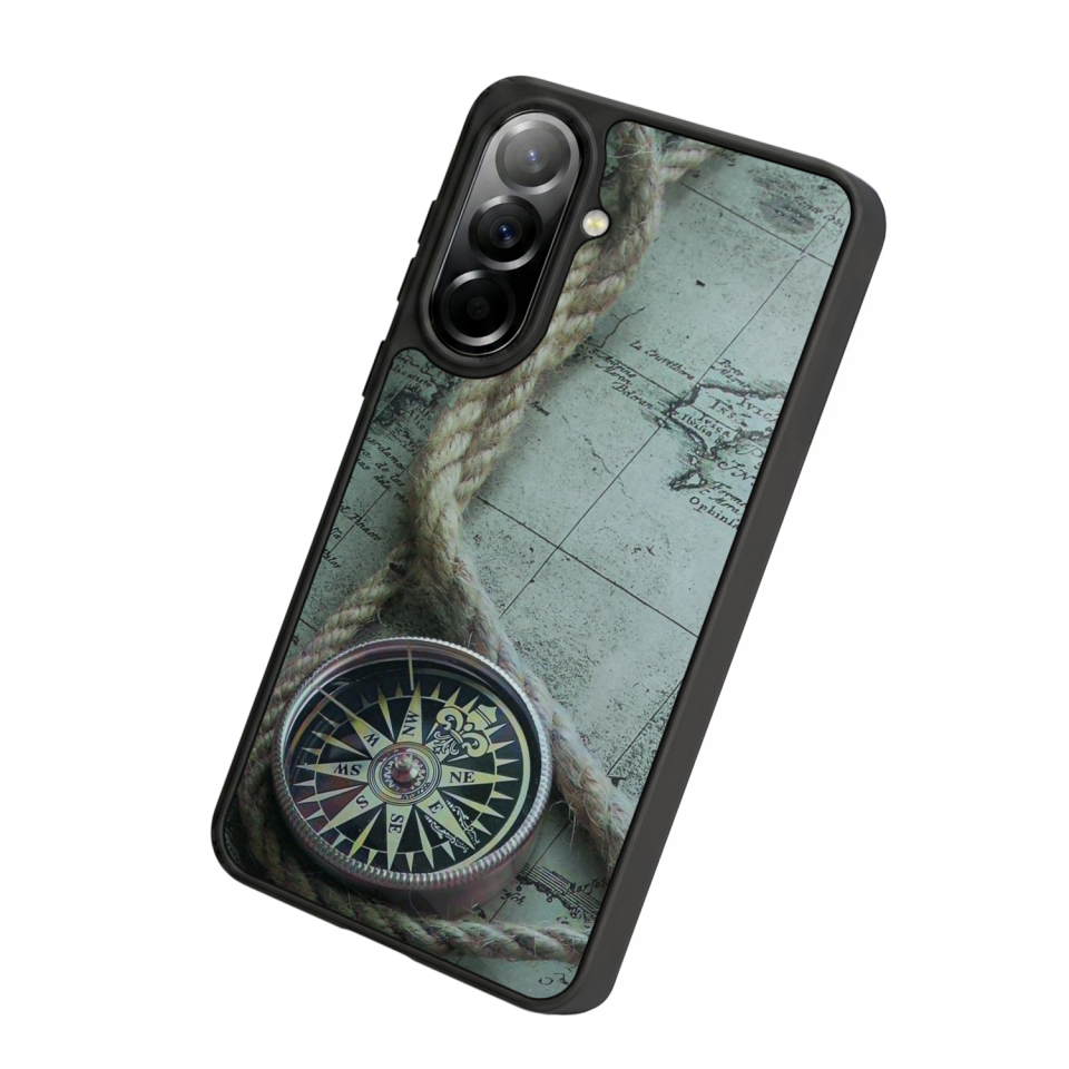 Samsung Galaxy A57 Uyumlu Pusula Tasarımlı Glossy Premium Kılıf