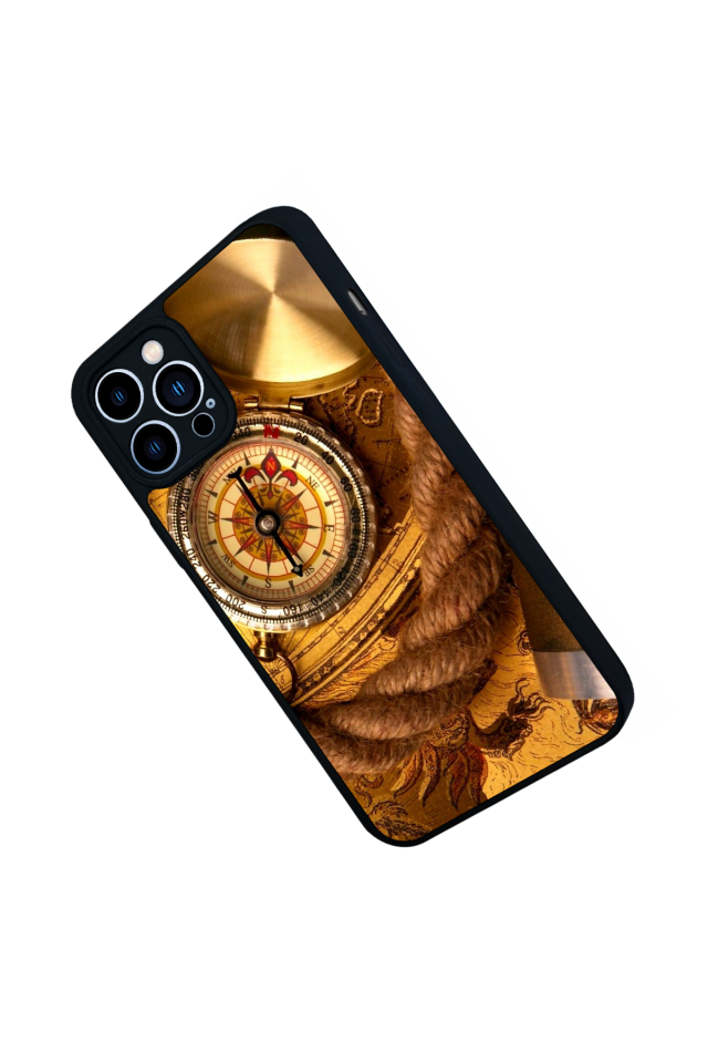 iPhone 12 Pro Max Uyumlu Pusula Tasarımlı Glossy Premium Kılıf