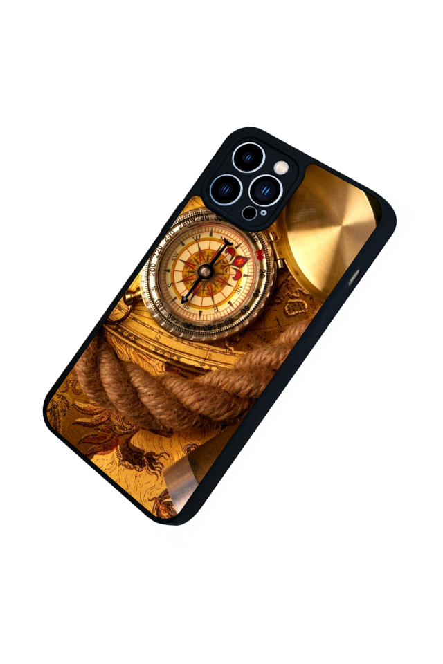 iPhone 12 Pro Max Uyumlu Pusula Tasarımlı Glossy Premium Kılıf