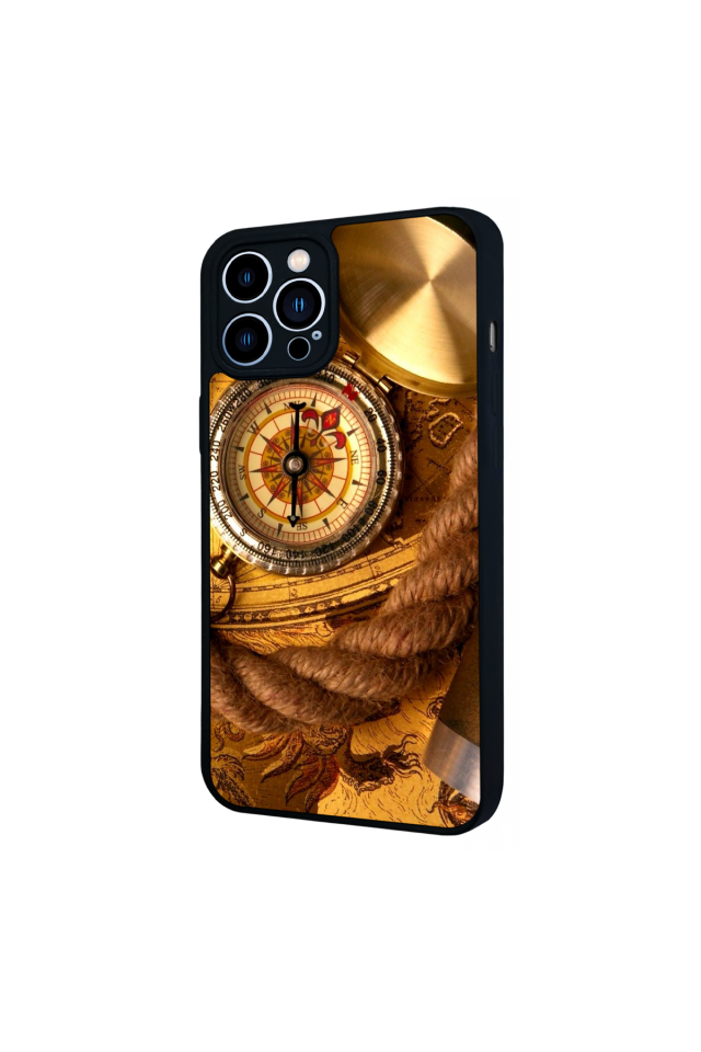 iPhone 12 Pro Max Uyumlu Pusula Tasarımlı Glossy Premium Kılıf