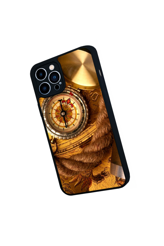 iPhone 12 Pro Max Uyumlu Pusula Tasarımlı Glossy Premium Kılıf