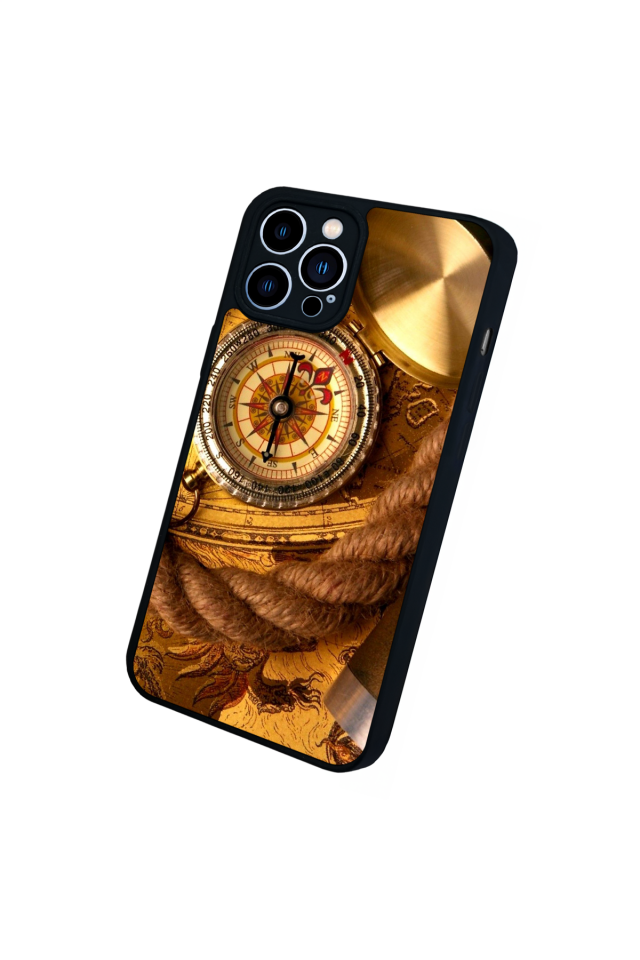 iPhone 12 Pro Max Uyumlu Pusula Tasarımlı Glossy Premium Kılıf