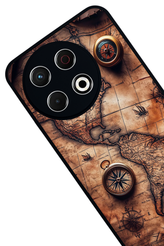 Tecno Spark 30 Pro Uyumlu Harita Tasarımlı Glossy Premium Kılıf