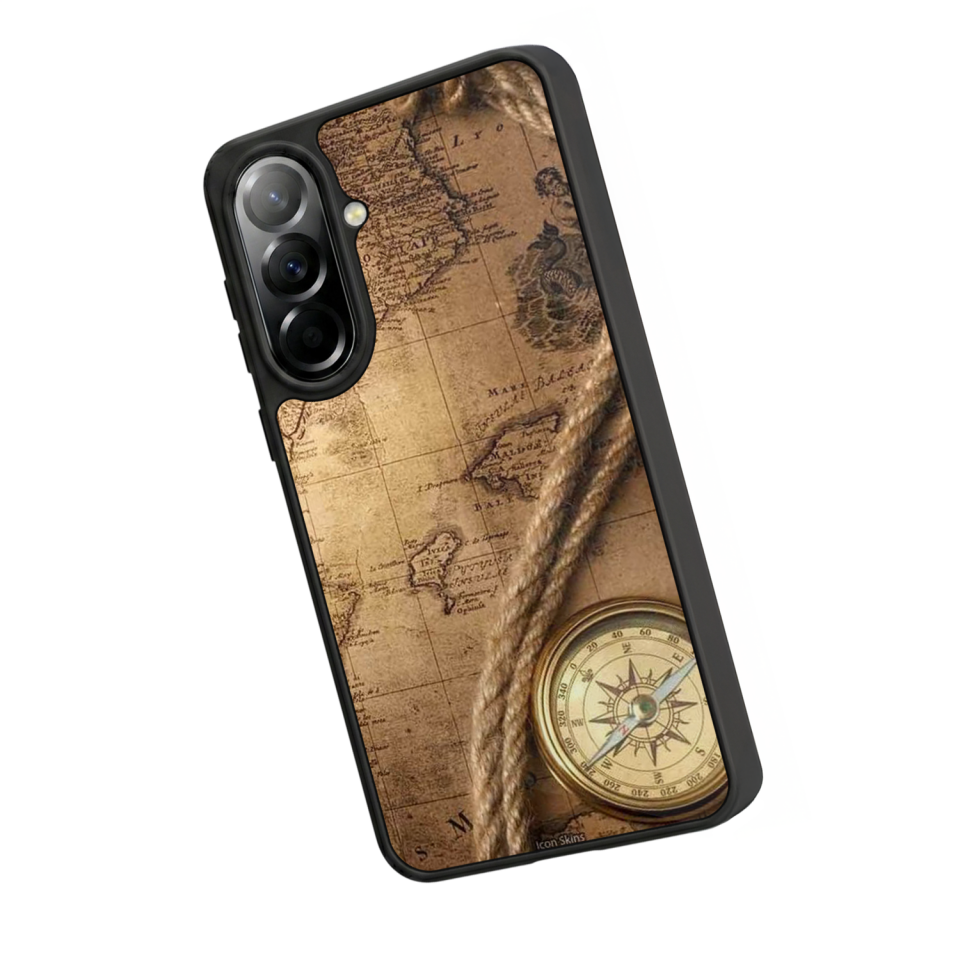 Samsung Galaxy A57 Uyumlu Pusula Tasarımlı Glossy Premium Kılıf