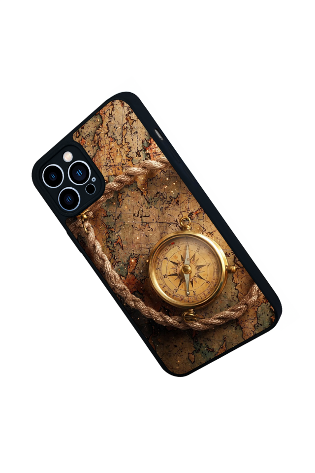 iPhone 12 Pro Max Uyumlu Pusula Tasarımlı Glossy Premium Kılıf