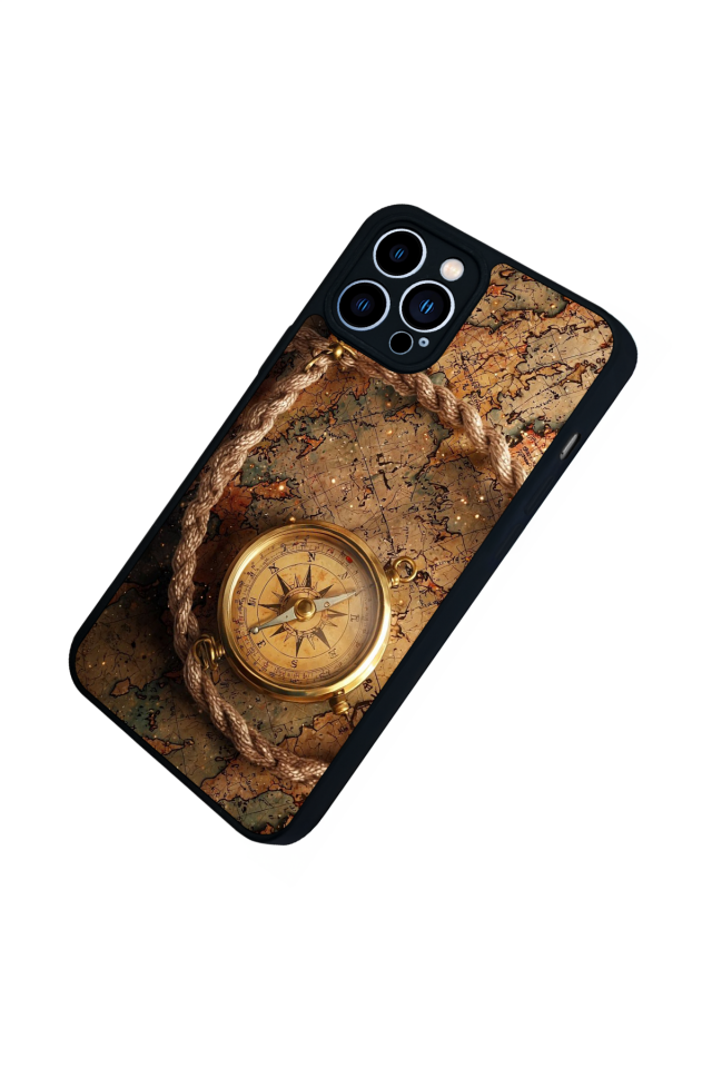 iPhone 12 Pro Max Uyumlu Pusula Tasarımlı Glossy Premium Kılıf
