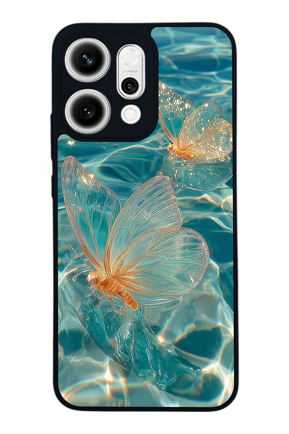 Oppo Reno 14 Uyumlu Kelebek Tasarımlı Glossy Premium Kılıf