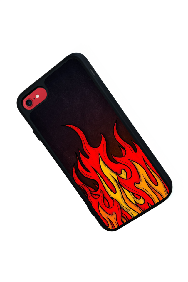 iPhone 7 Uyumlu Retro Flame Patterns Tasarımlı Glossy Premium Kılıf