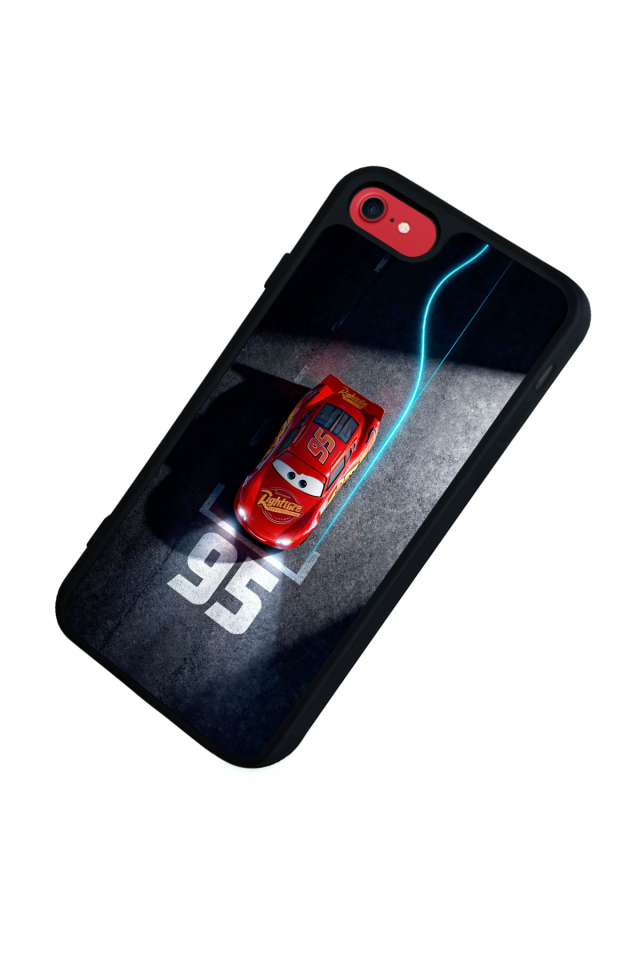 iPhone 8 Uyumlu Şimsek McQueen Tasarımlı Glossy Premium Kılıf