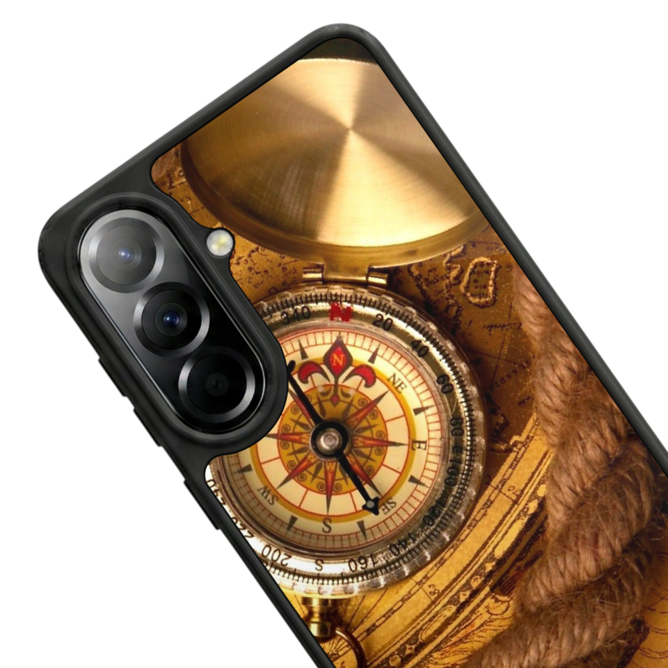 Samsung Galaxy A57 Uyumlu Pusula Tasarımlı Glossy Premium Kılıf