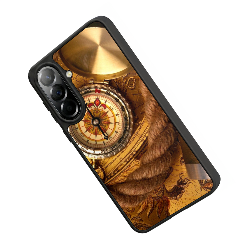 Samsung Galaxy A57 Uyumlu Pusula Tasarımlı Glossy Premium Kılıf