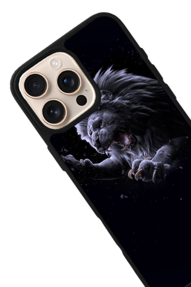 iPhone 14 Pro Uyumlu Aslan Tasarımlı Glossy Premium Kılıf