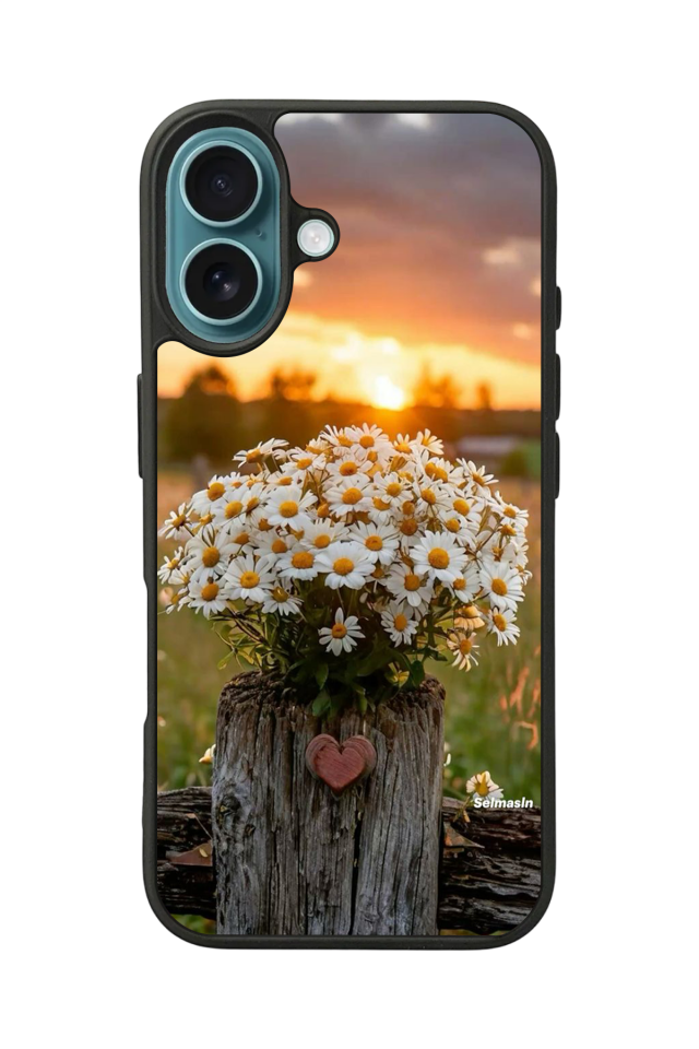 iPhone 16 Uyumlu Cicek Tasarımlı Glossy Premium Kılıf