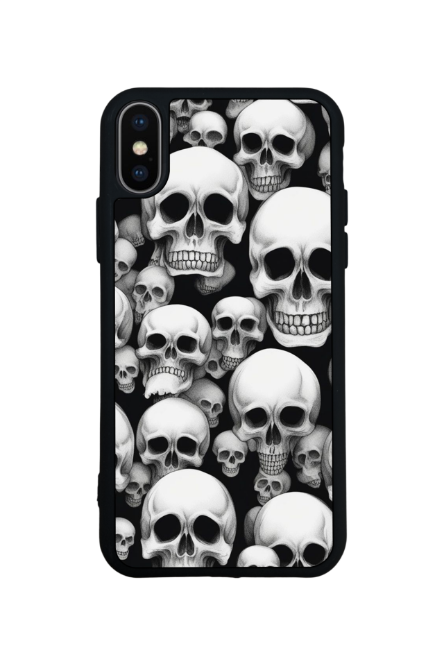 iPhone X/ XS Uyumlu KuruKafa Tasarımlı Glossy Premium Kılıf