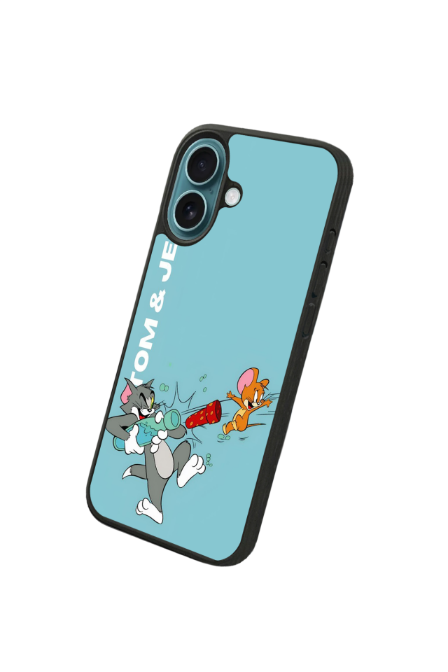 iPhone 16 Plus Uyumlu Tom And Jerry Tasarımlı Glossy Premium Kılıf