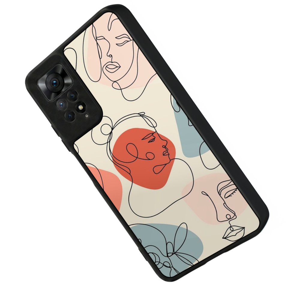 Xiaomi Redmi Note 12 Pro Uyumlu Line Art Tasarımlı Glossy Premium Kılıf