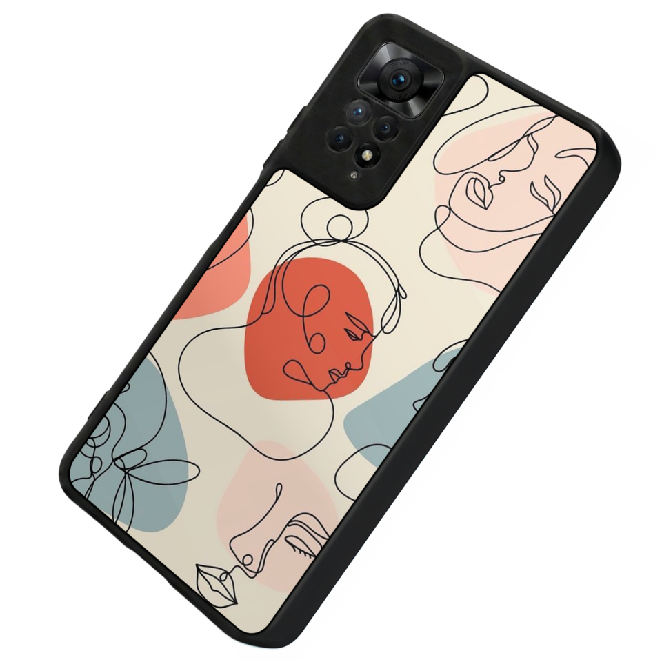 Xiaomi Redmi Note 12 Pro Uyumlu Line Art Tasarımlı Glossy Premium Kılıf
