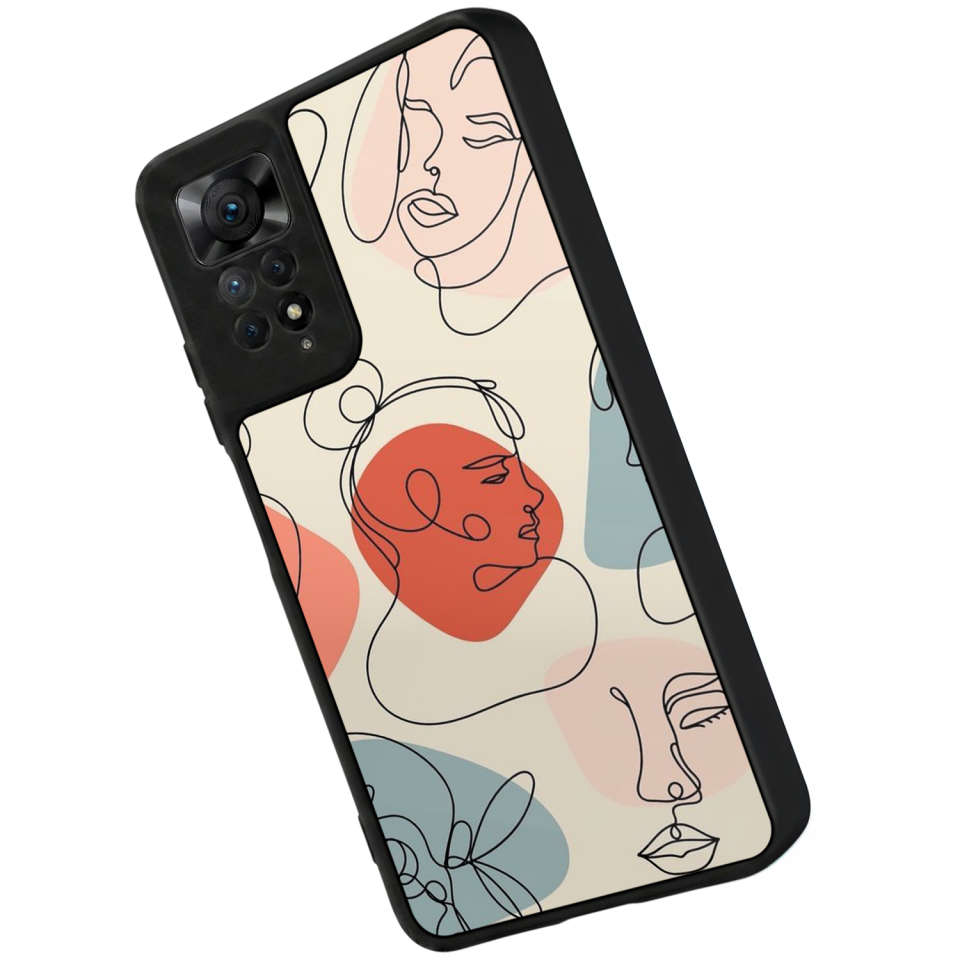 Xiaomi Redmi Note 12 Pro Uyumlu Line Art Tasarımlı Glossy Premium Kılıf