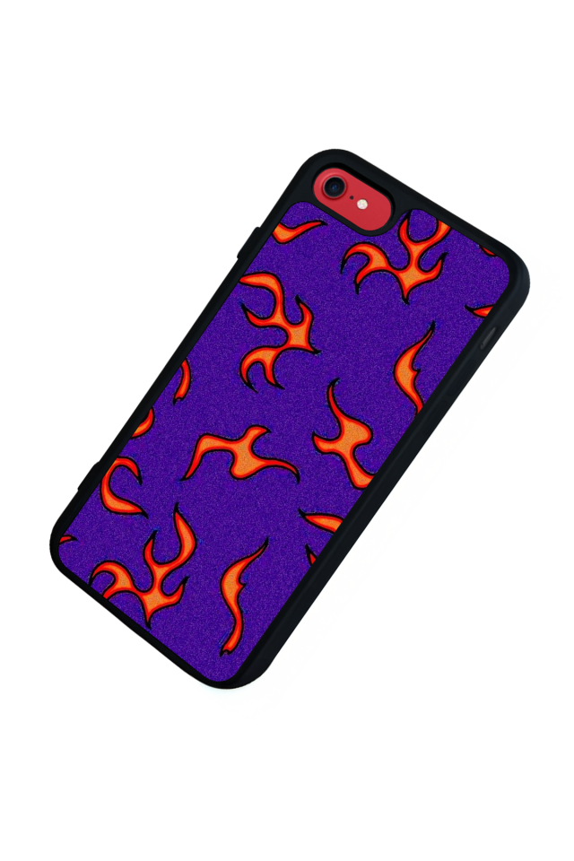 iPhone 7 Uyumlu Retro Flame Patterns Tasarımlı Glossy Premium Kılıf