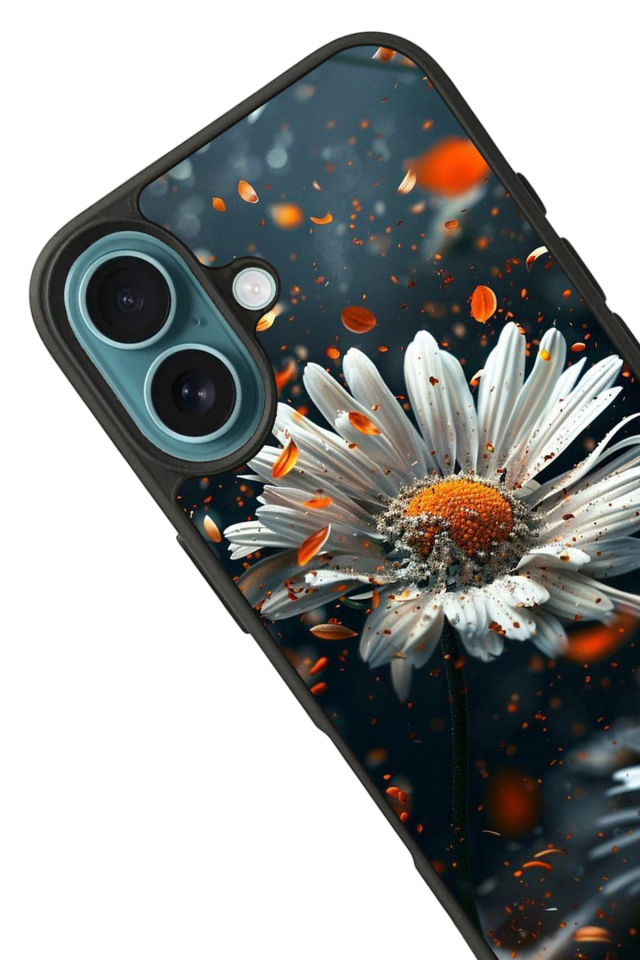 iPhone 16 Uyumlu Cicek Tasarımlı Glossy Premium Kılıf