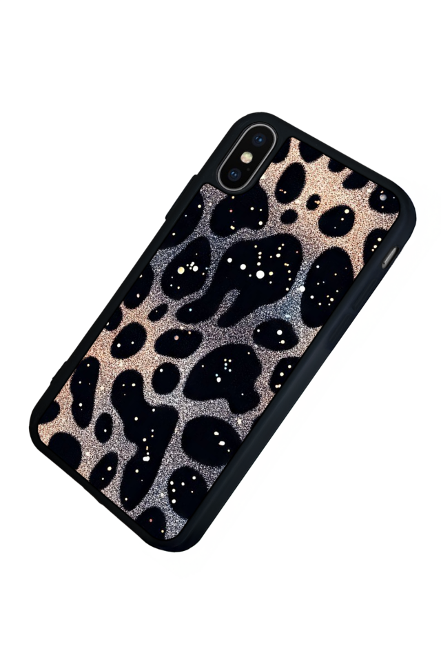 iPhone X/ XS Uyumlu Hologram Leopar Tasarımlı Glossy Premium Kılıf
