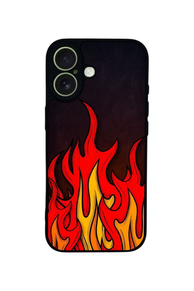 iPhone 17 Uyumlu Retro Flame Patterns Tasarımlı Glossy Premium Kılıf
