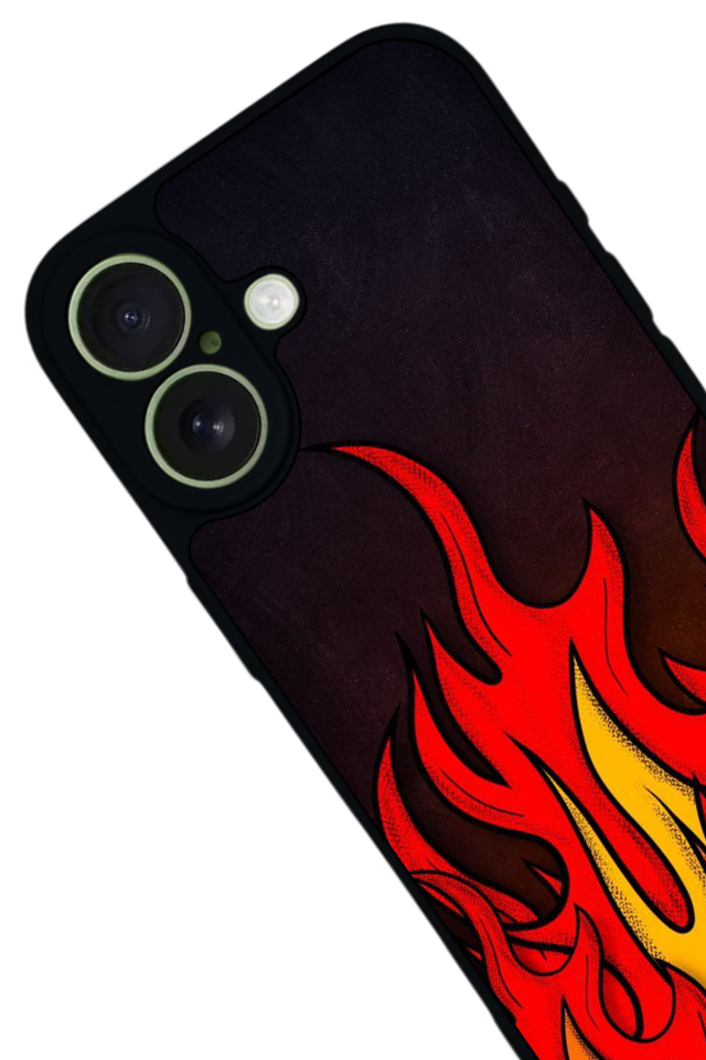iPhone 17 Uyumlu Retro Flame Patterns Tasarımlı Glossy Premium Kılıf