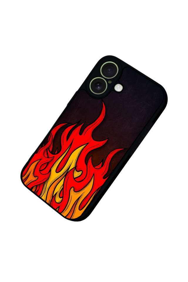 iPhone 17 Uyumlu Retro Flame Patterns Tasarımlı Glossy Premium Kılıf