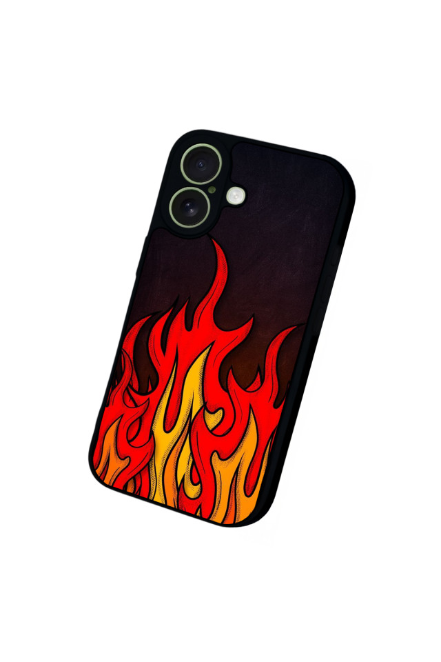 iPhone 17 Uyumlu Retro Flame Patterns Tasarımlı Glossy Premium Kılıf