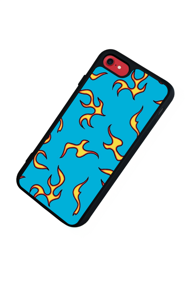 iPhone 7 Uyumlu Retro Flame Patterns Tasarımlı Glossy Premium Kılıf