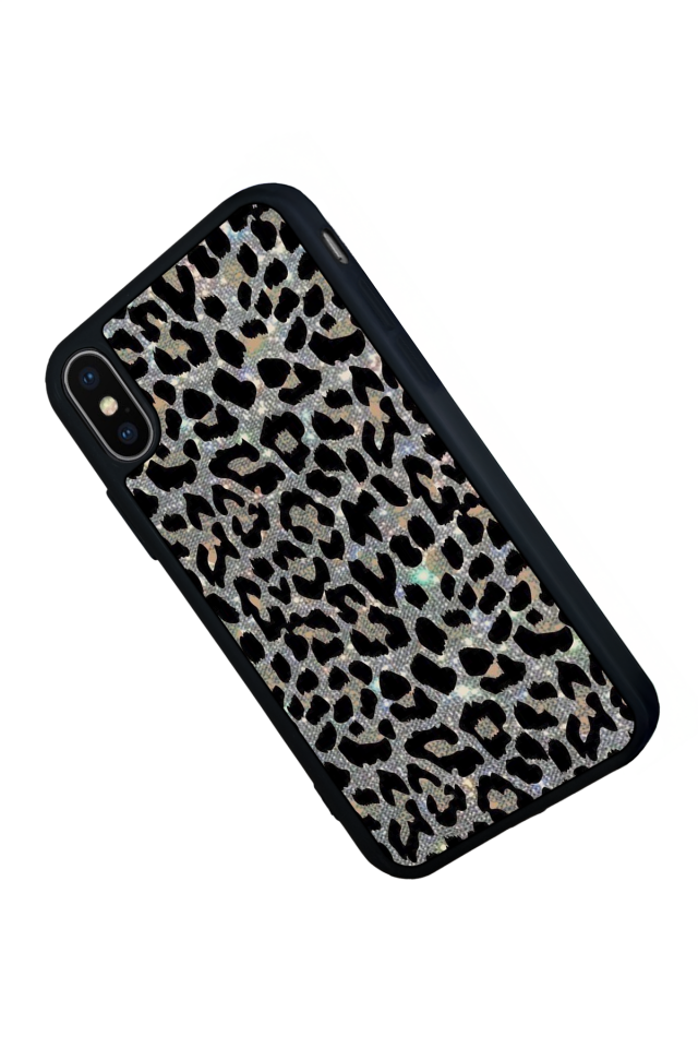 iPhone X/ XS Uyumlu Hologram Leopar Tasarımlı Glossy Premium Kılıf