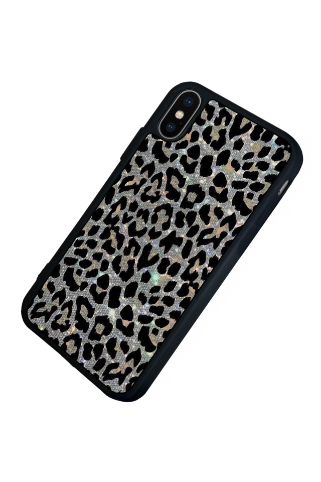 iPhone X/ XS Uyumlu Hologram Leopar Tasarımlı Glossy Premium Kılıf