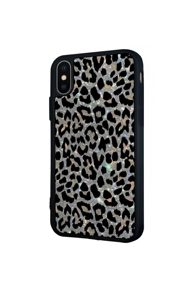 iPhone X/ XS Uyumlu Hologram Leopar Tasarımlı Glossy Premium Kılıf