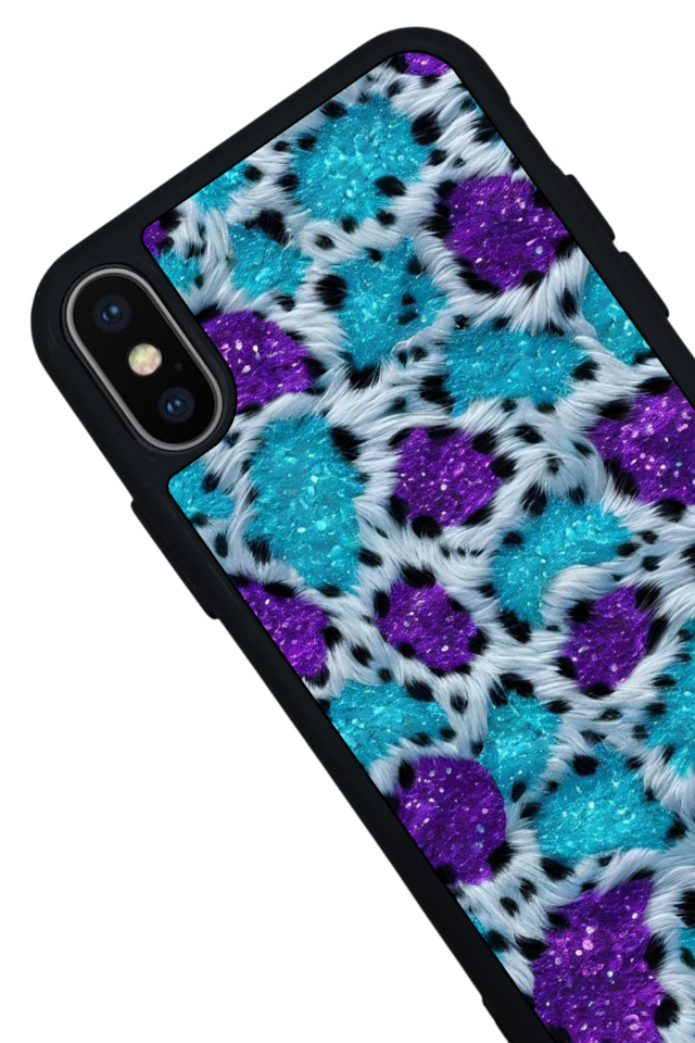 iPhone X/ XS Uyumlu Hologram Leopar Tasarımlı Glossy Premium Kılıf