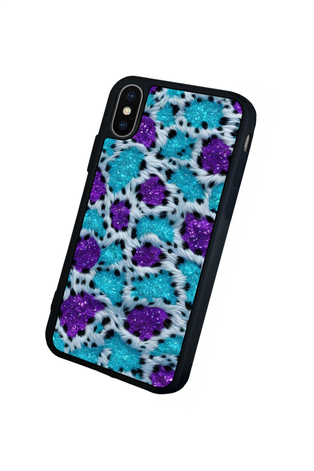 iPhone X/ XS Uyumlu Hologram Leopar Tasarımlı Glossy Premium Kılıf