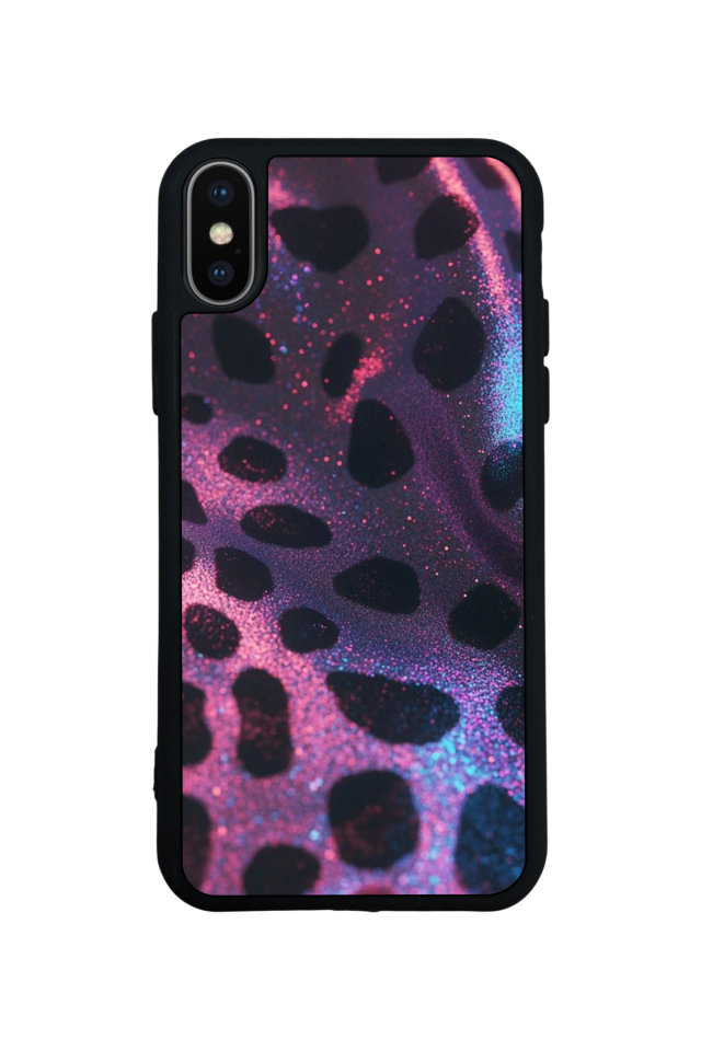 iPhone X/ XS Uyumlu Hologram Leopar Tasarımlı Glossy Premium Kılıf