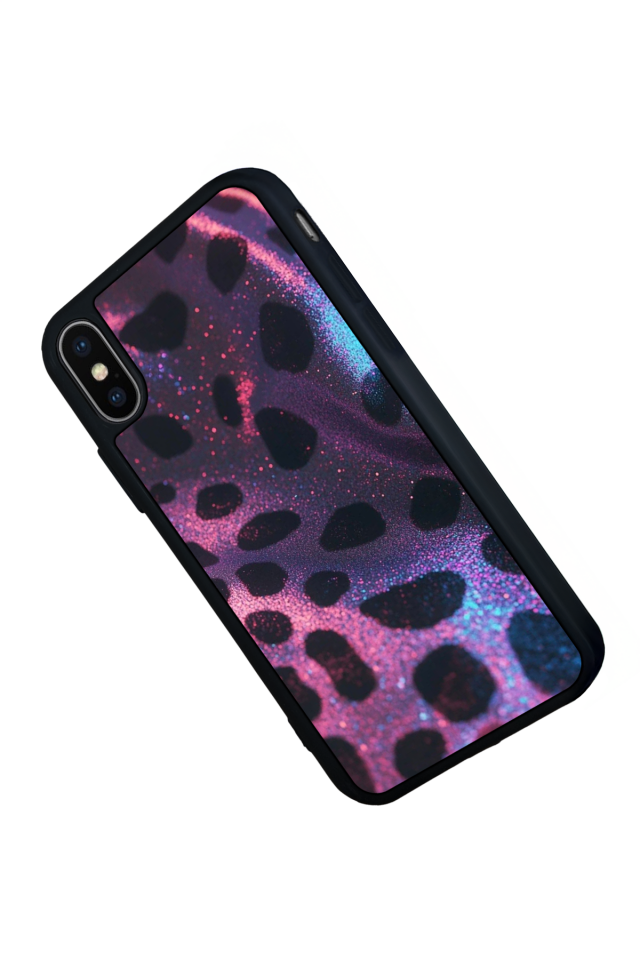 iPhone X/ XS Uyumlu Hologram Leopar Tasarımlı Glossy Premium Kılıf