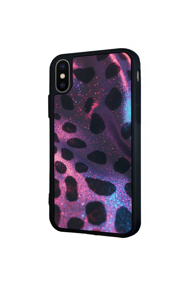 iPhone X/ XS Uyumlu Hologram Leopar Tasarımlı Glossy Premium Kılıf