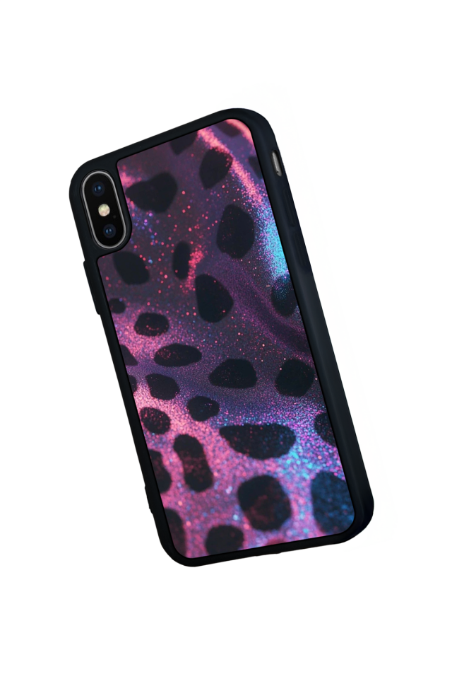 iPhone X/ XS Uyumlu Hologram Leopar Tasarımlı Glossy Premium Kılıf