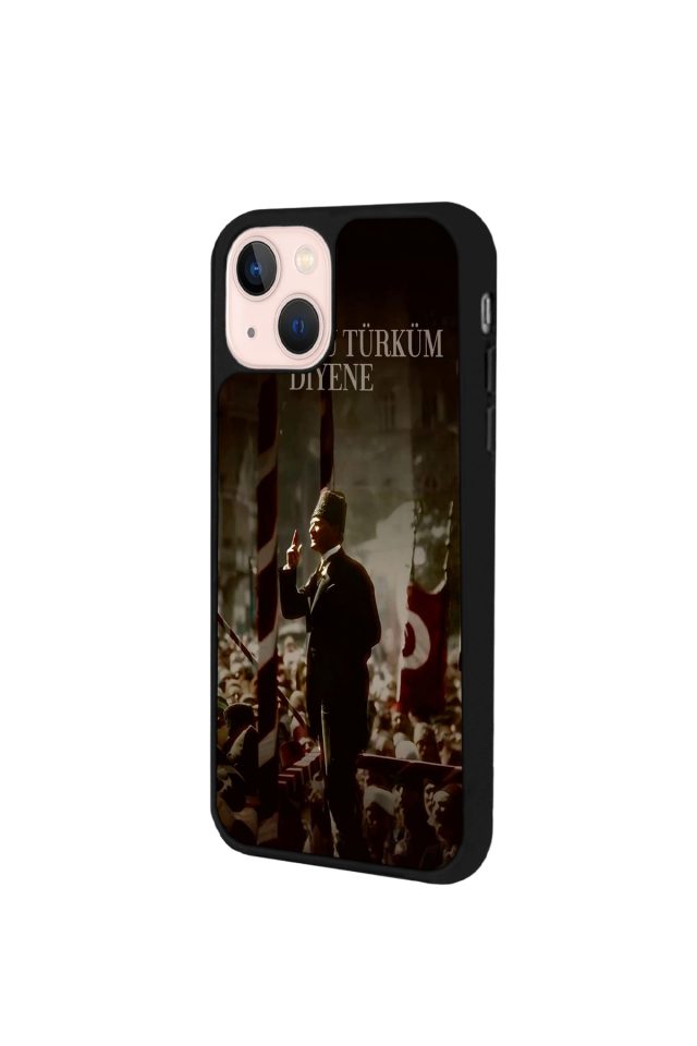 iPhone 13 Mini Uyumlu Mustafa Kemal Ataturk Tasarımlı Glossy Premium Kılıf