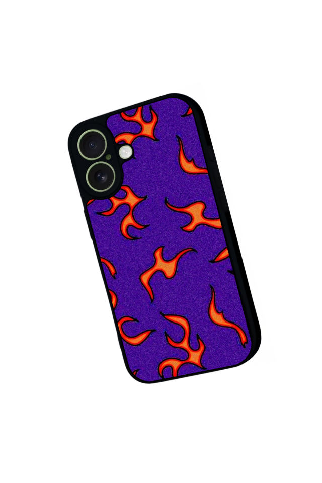 iPhone 17 Uyumlu Retro Flame Patterns Tasarımlı Glossy Premium Kılıf