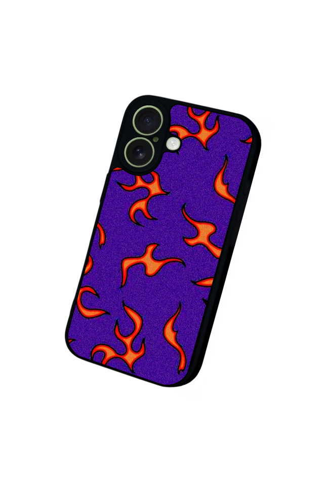 iPhone 17 Uyumlu Retro Flame Patterns Tasarımlı Glossy Premium Kılıf
