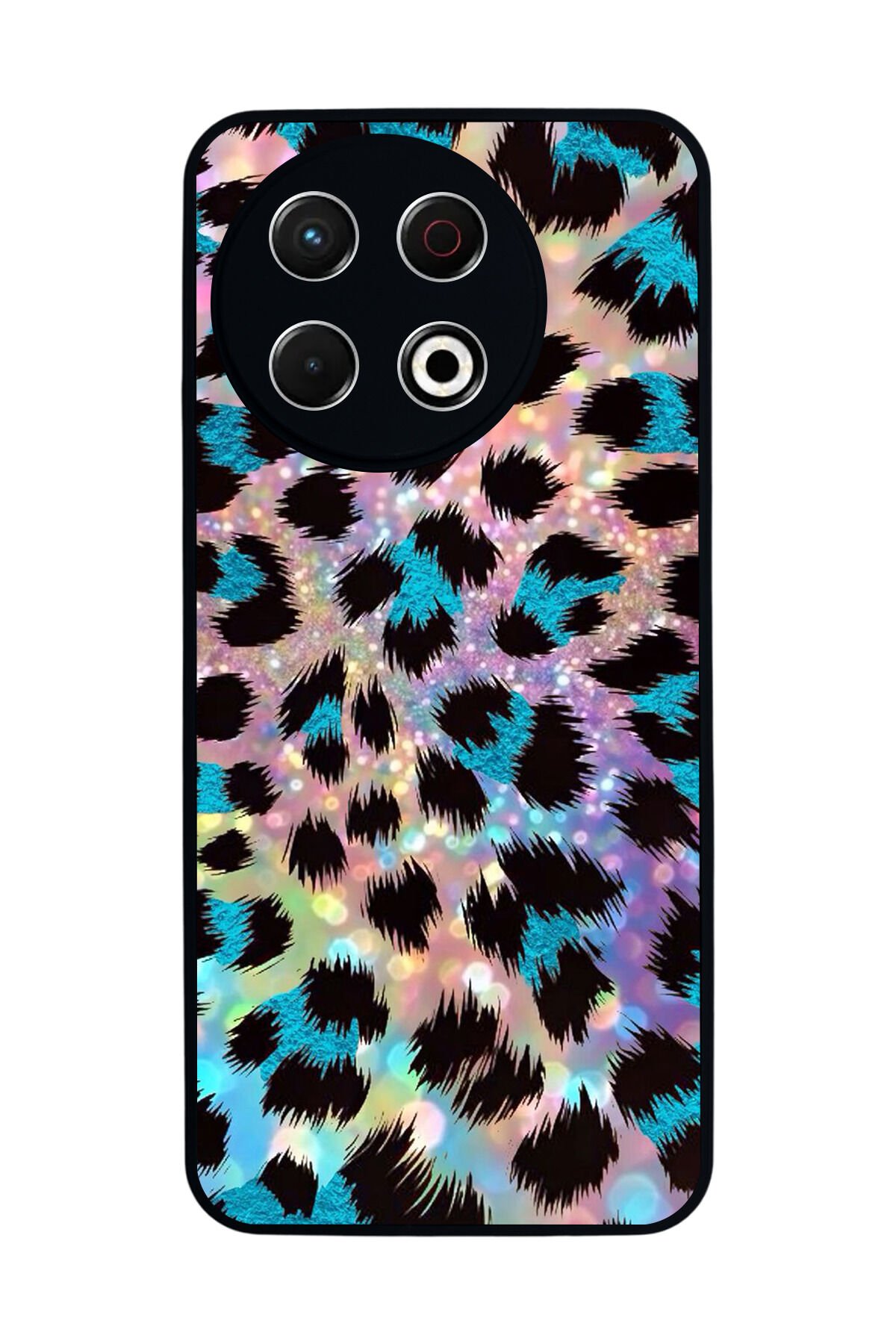 Tecno Spark 30 Pro Uyumlu Hologram Leopar Tasarımlı Glossy Premium Kılıf