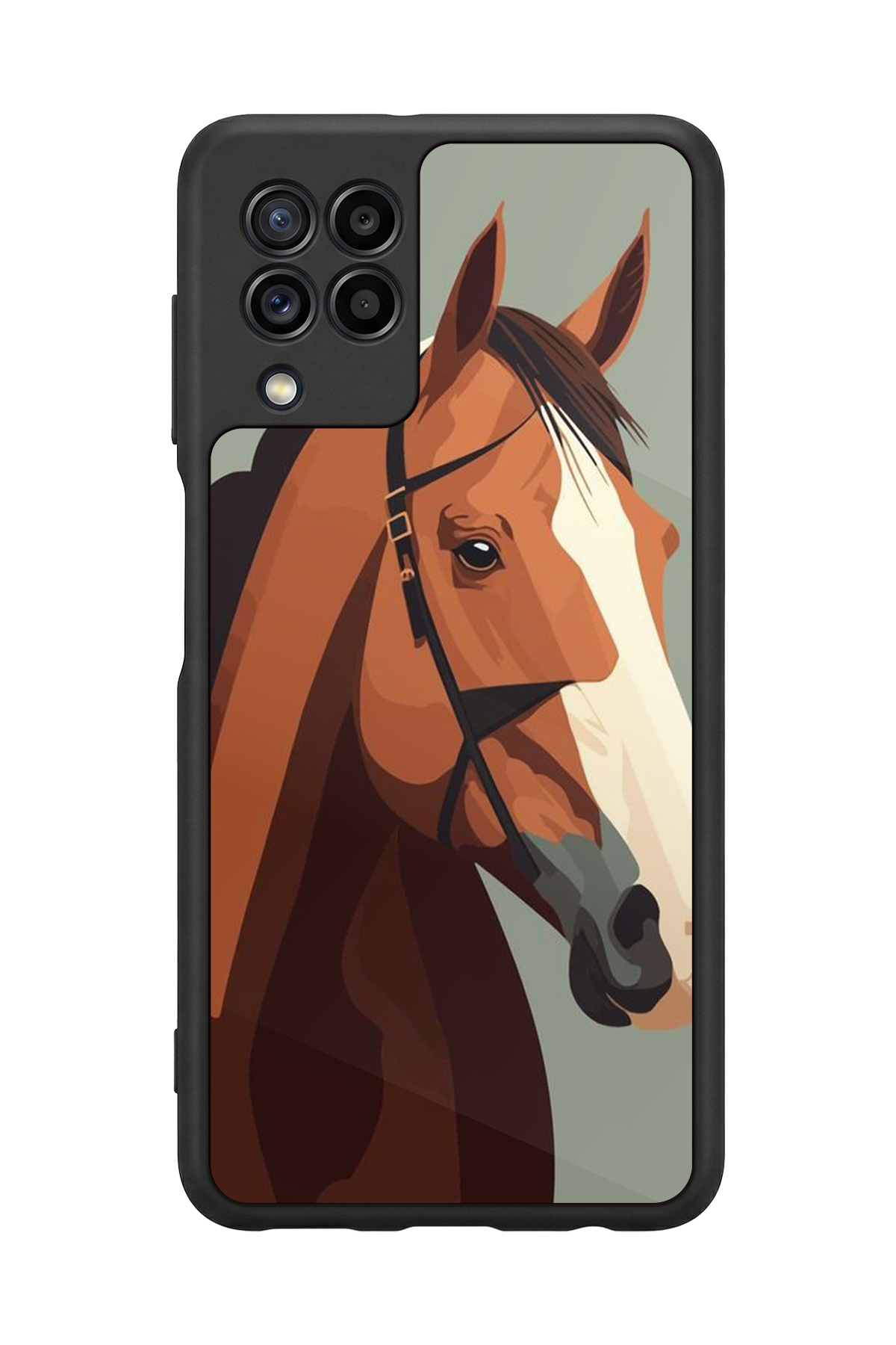 Samsung Galaxy M32 Uyumlu At Horse Tasarımlı Glossy Premium Kılıf