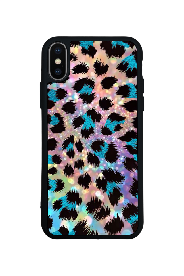 iPhone X/ XS Uyumlu Hologram Leopar Tasarımlı Glossy Premium Kılıf