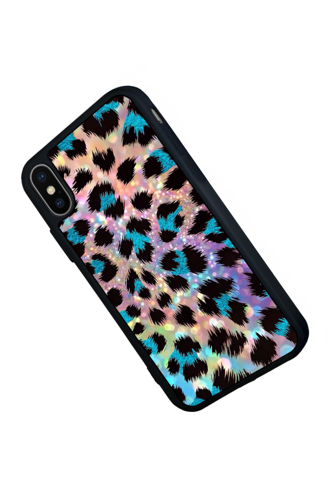 iPhone X/ XS Uyumlu Hologram Leopar Tasarımlı Glossy Premium Kılıf