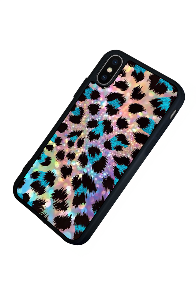 iPhone X/ XS Uyumlu Hologram Leopar Tasarımlı Glossy Premium Kılıf