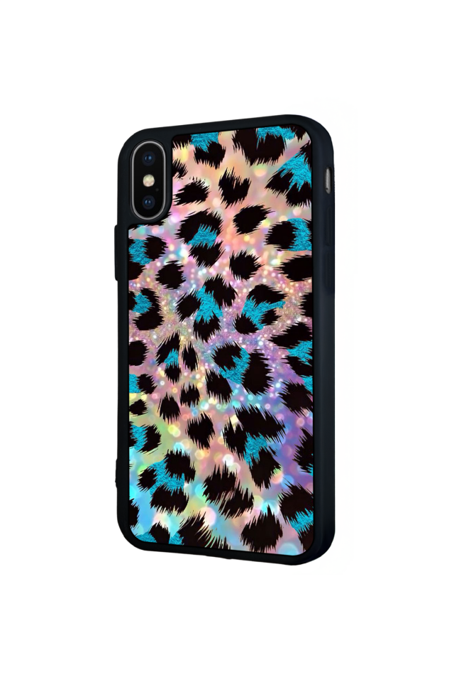 iPhone X/ XS Uyumlu Hologram Leopar Tasarımlı Glossy Premium Kılıf