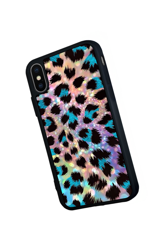 iPhone X/ XS Uyumlu Hologram Leopar Tasarımlı Glossy Premium Kılıf