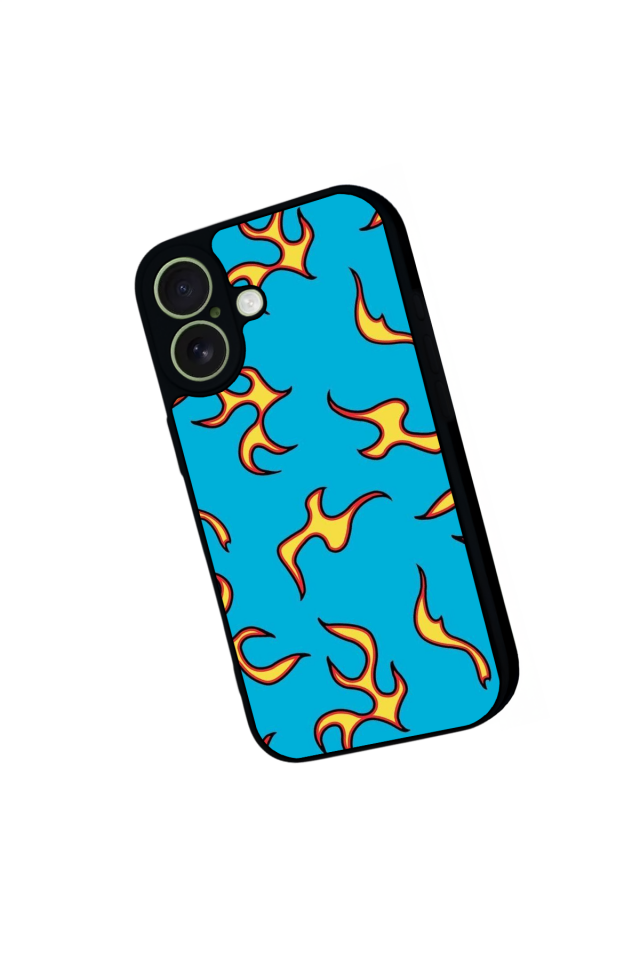 iPhone 17 Uyumlu Retro Flame Patterns Tasarımlı Glossy Premium Kılıf